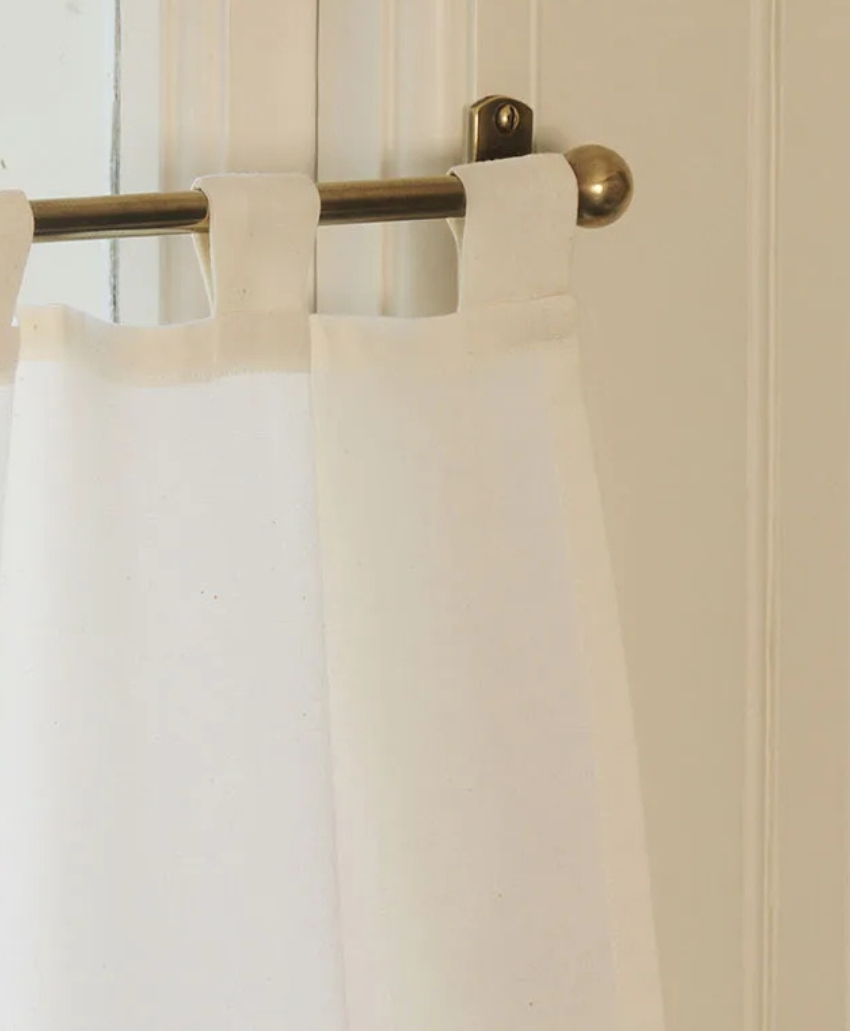 Fosbery Studio Tabbed Cafe Curtain, UK, Scheme Interior, a cafe-style curtain with tab detailing.