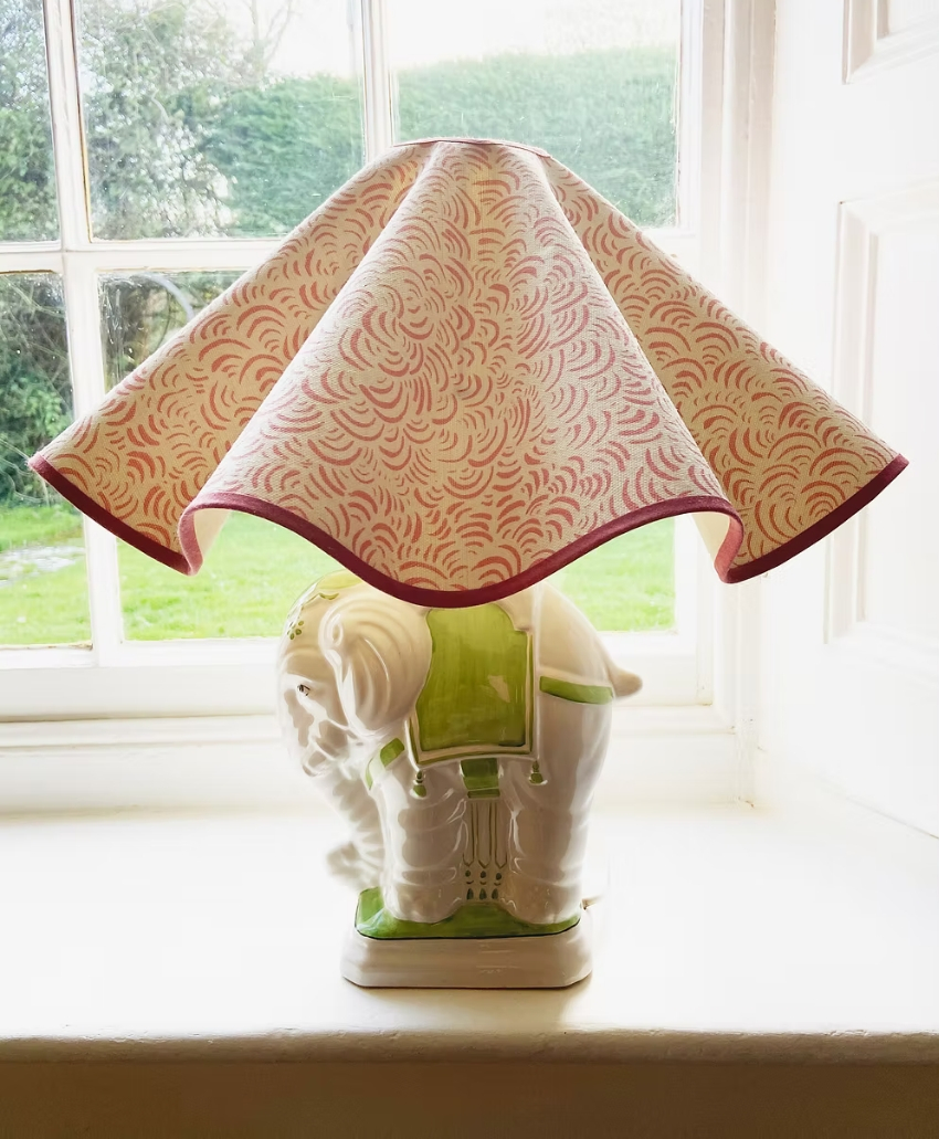 Kate Medlicott Large Wavy Lampshade in Pink, UK, Scheme Interior, a decorative lampshade with a distinctive undulating wavy edge.
