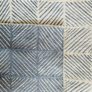 Kate Medlicott Songlines Fabric in Blue Moon, UK, Scheme Interior, a decorative fabric in a blue colourway.