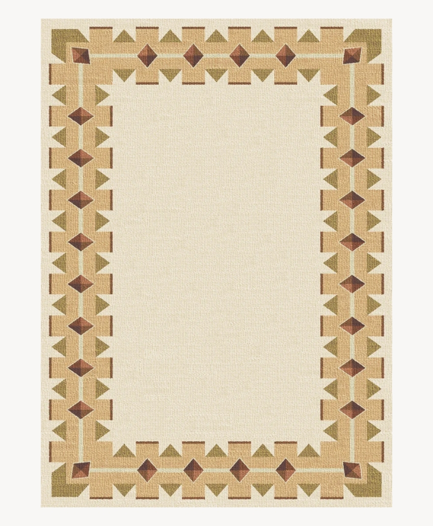 Fort Hay, UK, Scheme Interior, a handwoven wool rug in natural, beige, green and brown tones, from Pelican House.