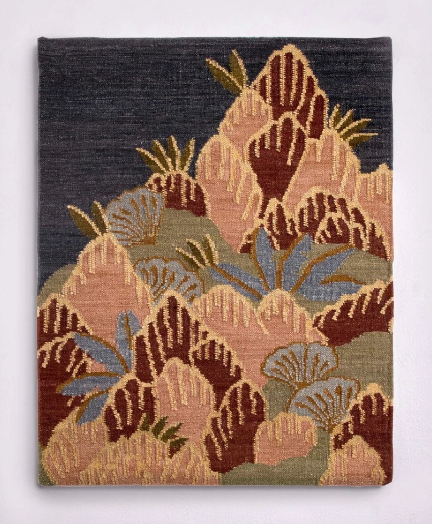 Rathore I, UK, Scheme Interior, a multicoloured woven textile artwork with a decorative patterned design, from Pelican House.