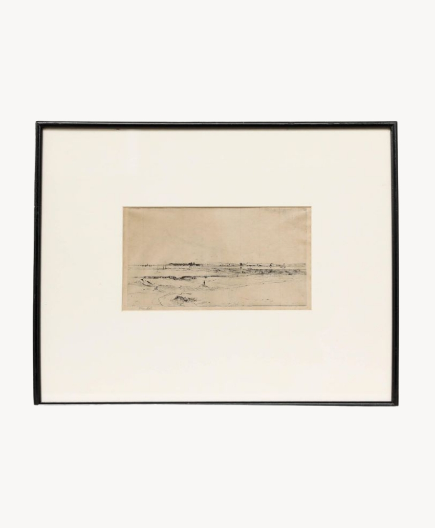 Oliver Hall, 1898 Etching, UK, Scheme Interior, a vintage etching depicting a landscape scene, from Sulis Fine Art.