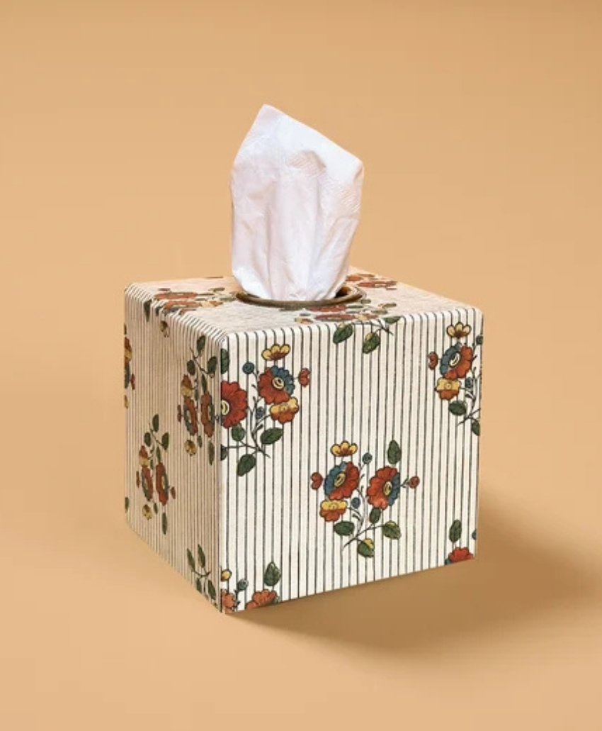 Trove by Studio Duggan Antoinette Poisson Tissue Box Boutonnière in Multicolour, UK, Scheme Interior, a decorative tissue box cover featuring a patterned finish.