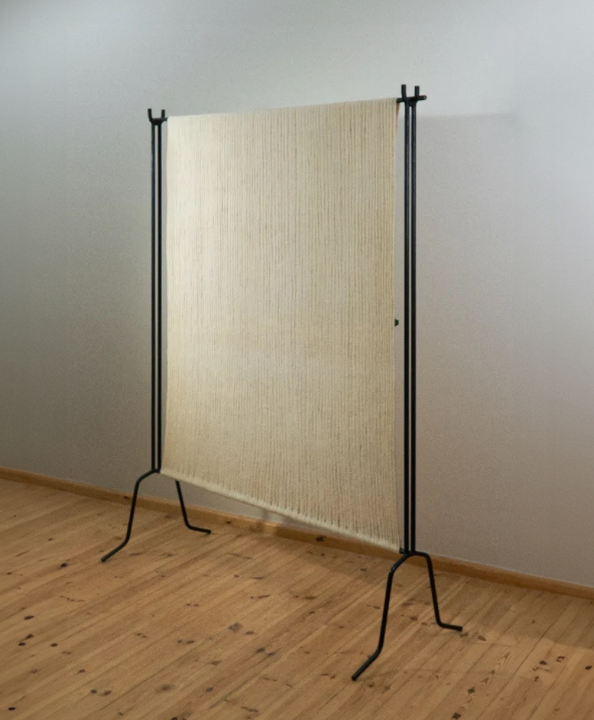 Wondering People Standing Screen in Cream and Black, UK, Scheme Interior, a freestanding decorative screen with contrasting colours.